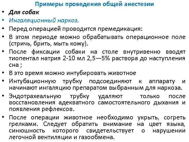 Осложнения после наркоза у собак